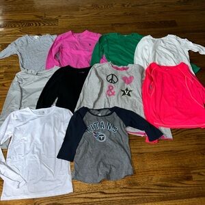 Long sleeved girls tshirt bundle 10 shirts size 7-8 various brands